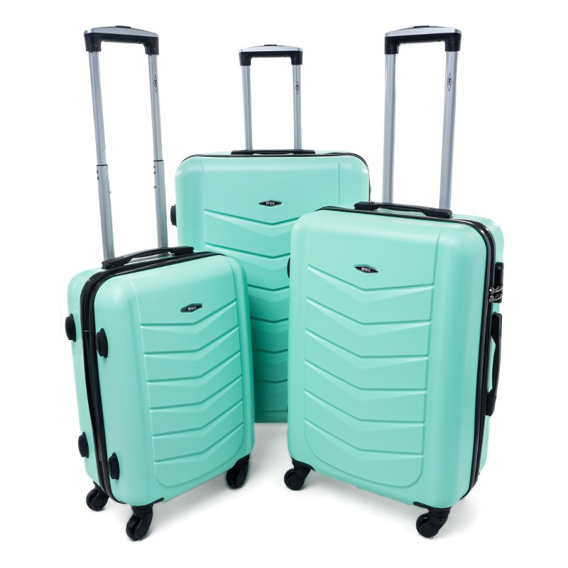 Zelená sada 3 odolných elegantných plastových kufrov "Armor" - veľ. M, L, XL