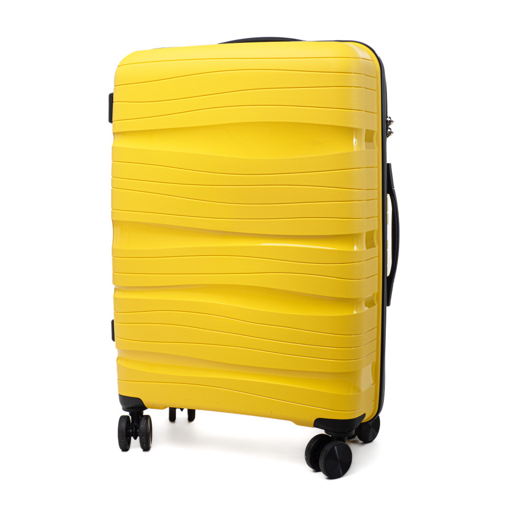 Žltý prémiový plastový kufor "Royal" s TSA zámkom - veľ. L