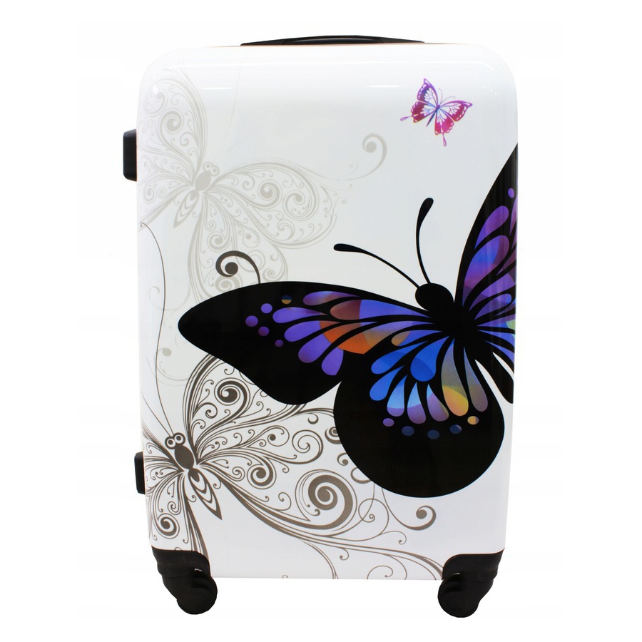 Biely škrupinový cestovný kufor "Butterfly" - 3 veľkosti