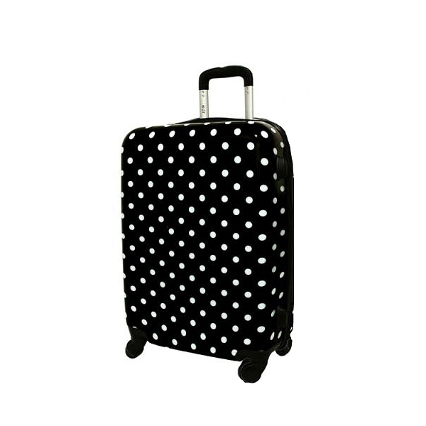 Čierno-biely škrupinový cestovný kufor "Dots" veľkosť L