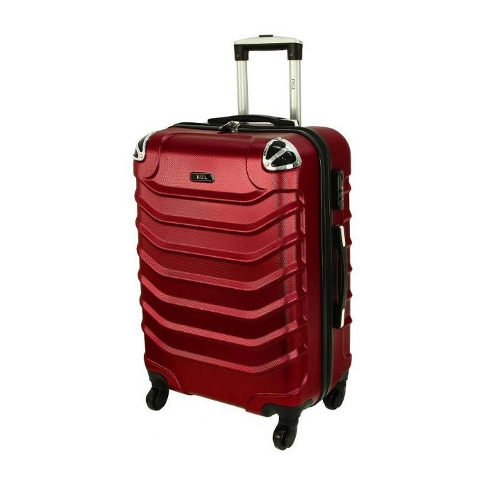 Tmavočervený škrupinový cestovný kufor "Premium" - Veľkosť M