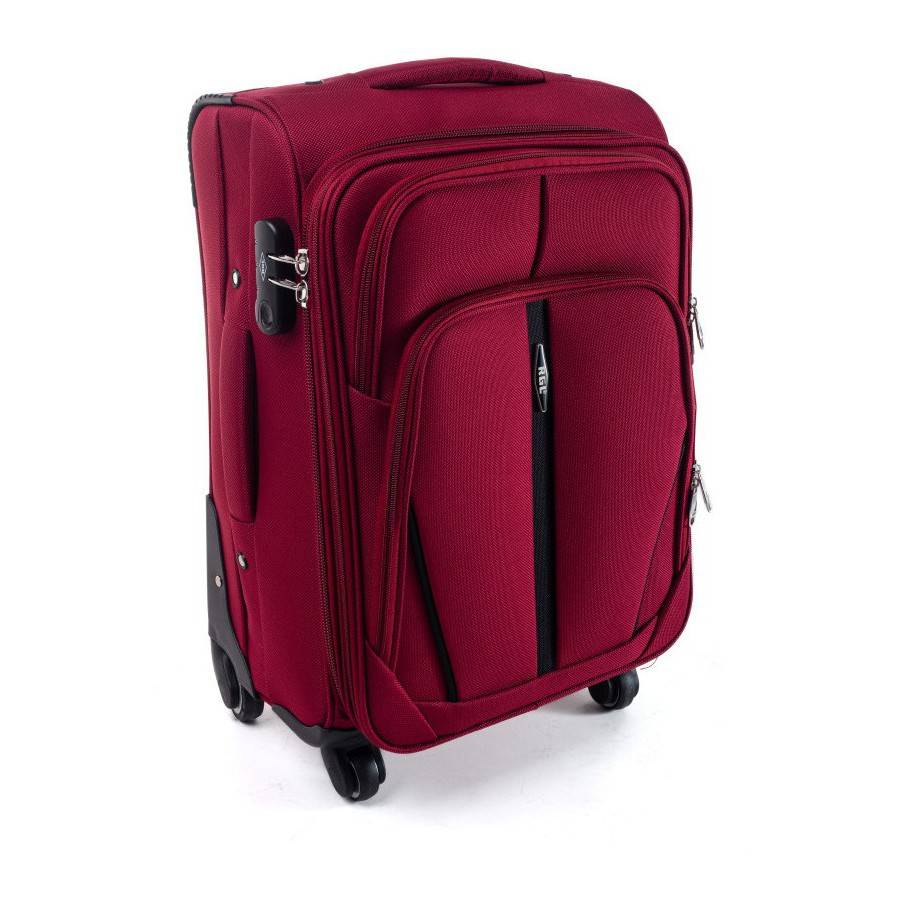 Tmavočervený nepremokavý cestovný kufor "Practical" s expanderom - veľkosť L