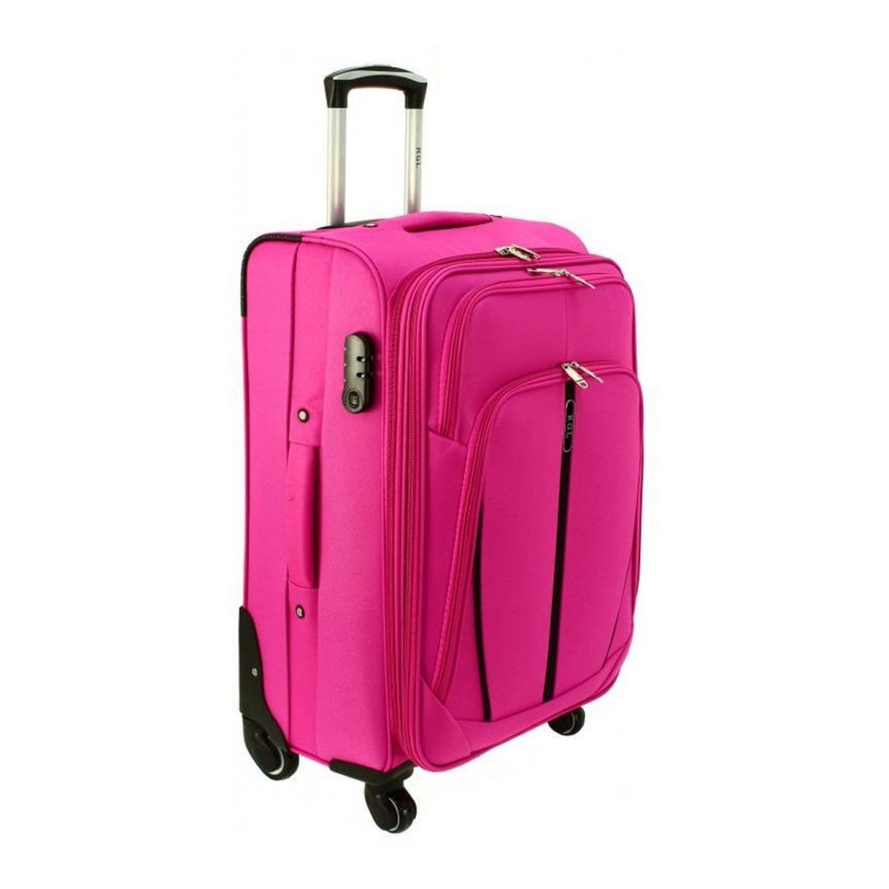 Ružový nepremokavý cestovný kufor "Practical" s expanderom - veľkosť M