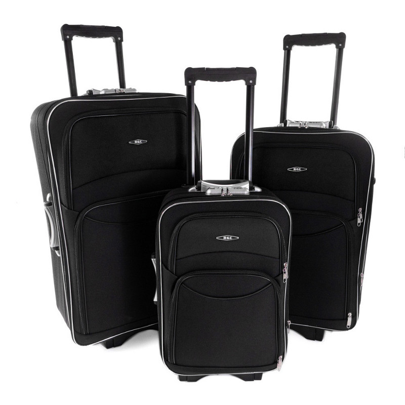 Set 3 čiernych cestovných kufrov "Standard" - veľ. M, L, XL
