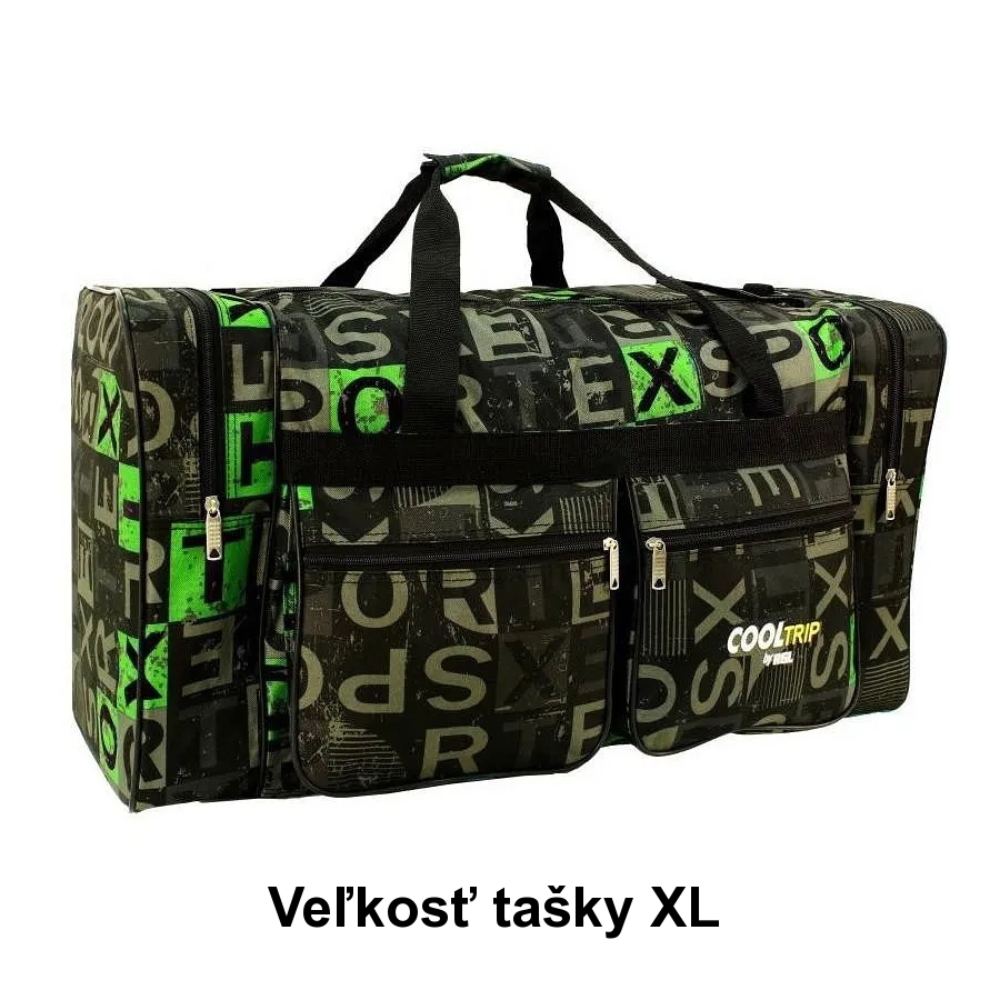 Zelená veľká cestovná taška na rameno "Alphabet" - veľ. XL