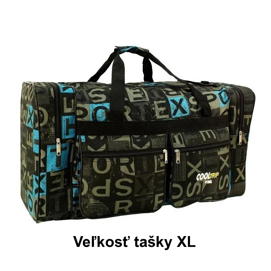 Modrá veľká cestovná taška na rameno "Alphabet" - veľ. XL