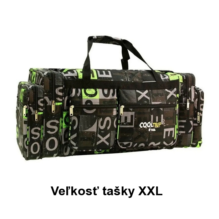 Zelená veľká cestovná taška na rameno "Alphabet" - veľ. XXL