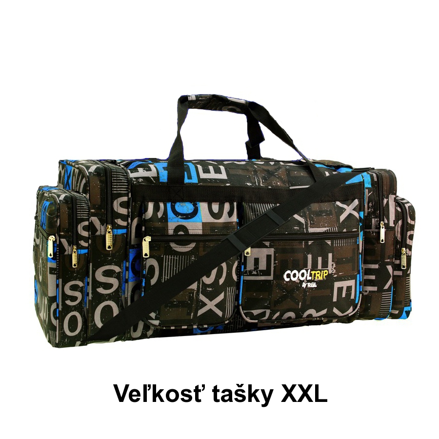 Modrá veľká cestovná taška na rameno "Alphabet" - veľ. XXL