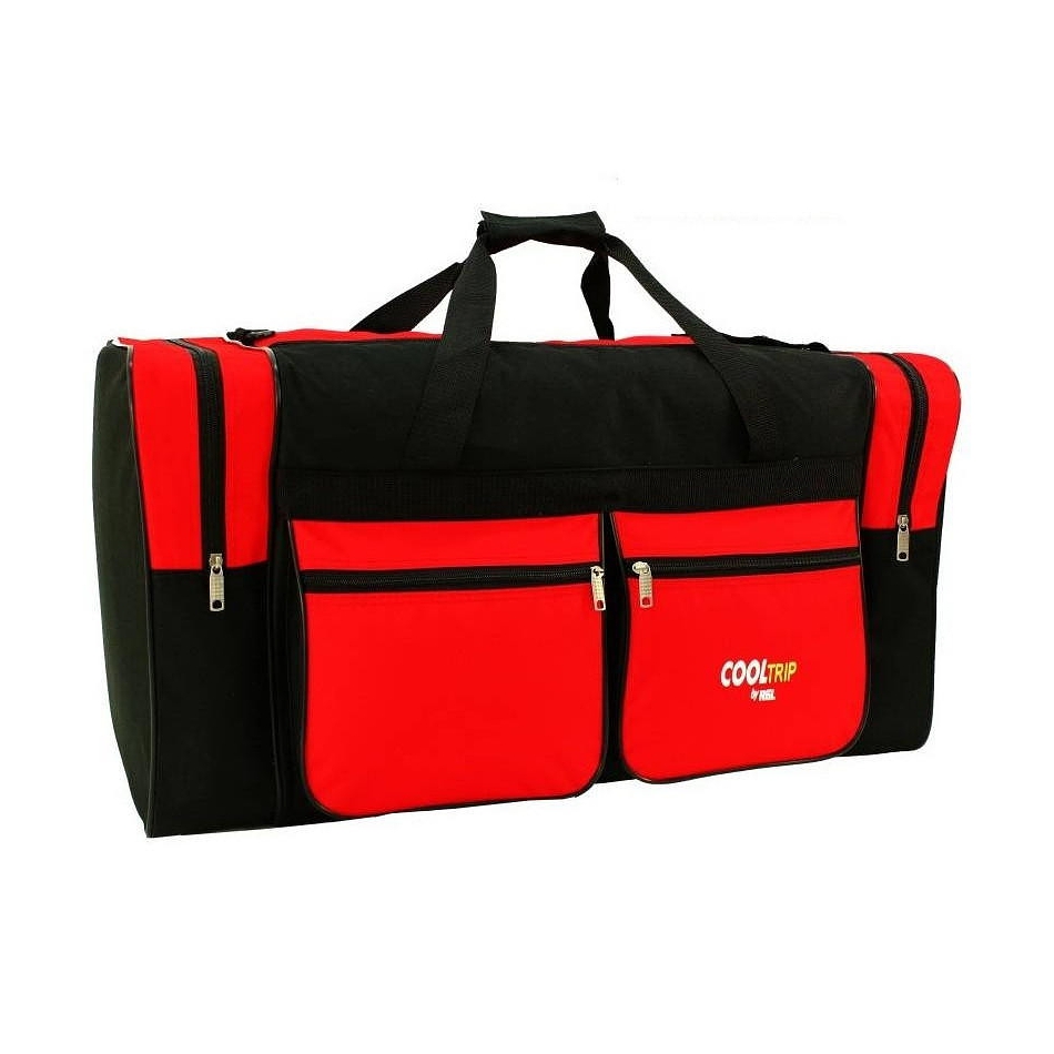 Červeno-čierna veľká cestovná taška na rameno "Giant" - veľ. XL