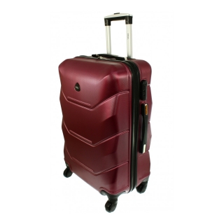Tmavočervený luxusný ľahký plastový kufor "Luxury" - veľ. M