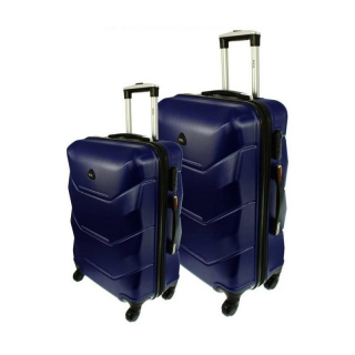 Tmavomodrá sada 2 luxusných ľahkých plastových kufrov "Luxury" - M, L