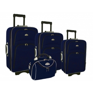 Set 4 tmavomodrých cestovných kufrov "Standard" - S, M, L, XL