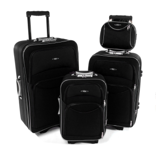 Set 4 čiernych cestovných kufrov "Standard" - veľ. S, M, L, XL