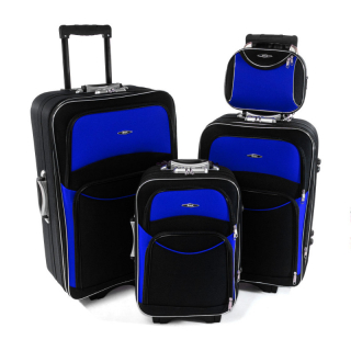 Modro-čierna sada 4 cestovných kufrov "Standard" - veľ. S, M, L, XL