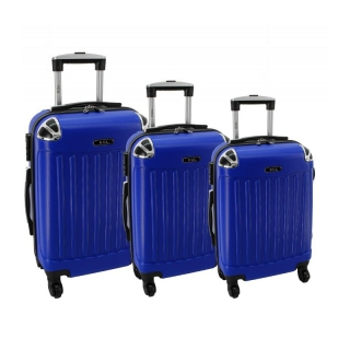 Modrá 3 dielna sada plastových kufrov "Premium" - M, L, XL