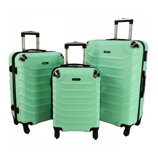 Zelená sada 3 plastových kufrov "Premium" - veľ. M, L, XL