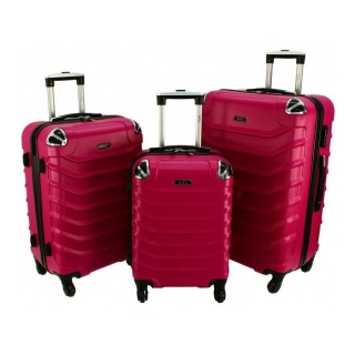 Ružová sada 3 plastových kufrov "Premium" - M, L, XL