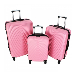 Ružová sada 3 dámskych škrupinových kufrov "Motion" - veľ. M, L, XL
