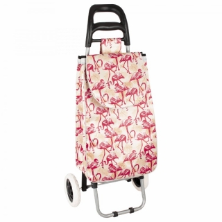 Farebná nákupná taška na kolieskach "Flamingo"