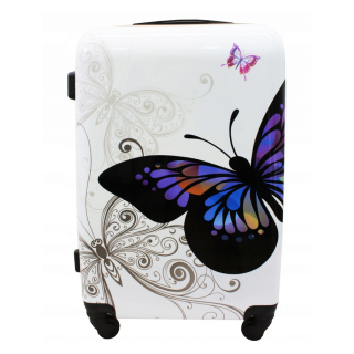 Biely škrupinový cestovný kufor "Butterfly" - veľ. M