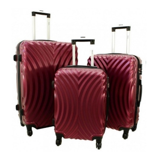 Tmavočervená sada 3 luxusných odolných kufrov "Infinity" - M, L, XL