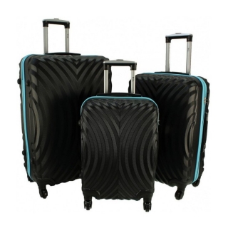 Modro-čierna sada 3 luxusných odolných kufrov "Infinity" - M, L, XL