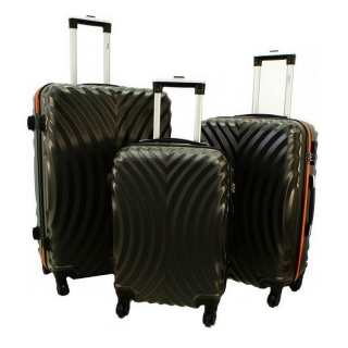 Oranžovo-čierna sada 3 luxusných odolných kufrov "Infinity" - M, L, XL