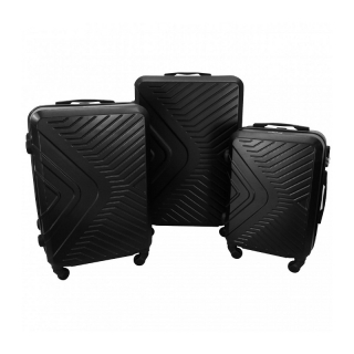 Čierna sada 3 prémiových plastových kufrov "Dynamic" - M, L, XL