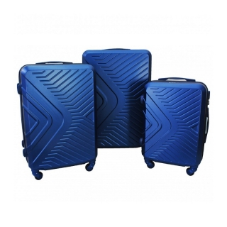 Tmavomodrá sada 3 prémiových plastových kufrov "Dynamic" - M, L, XL