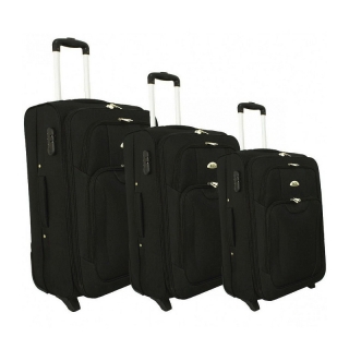 Čierna sada 3 objemných textilných kufrov "Golem" - M, L, XL