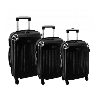 Čierna 3 dielna sada plastových kufrov "Premium" - M, L, XL