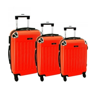Oranžová 3 dielna sada plastových kufrov "Premium" - M, L, XL