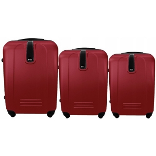 Tmavočervený set 3 ľahkých plastových kufrov "Superlight" - veľ. M, L, XL