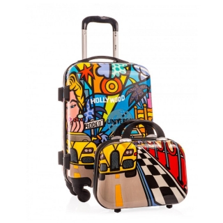 Farebná 2-dielna sada cestovných kufrov "Picasso" - veľ. M + M
