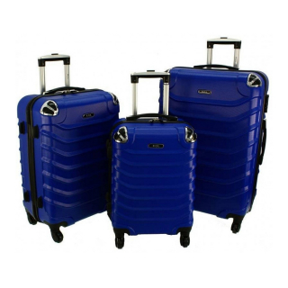 Modrá sada 3 plastových kufrov "Premium" - M, L, XL