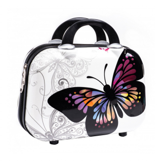Čierno-biela príručná kozmetická taška "Butterfly" - veľ. S