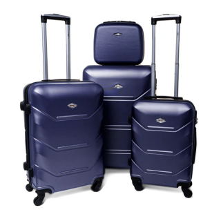 Tmavomodrá sada 4 luxusných plastových kufrov "Luxury" - veľ. S, M, L, XL