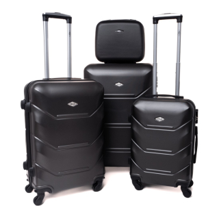 Čierna sada 4 luxusných ľahkých kufrov "Luxury" - veľ. S, M, L, XL