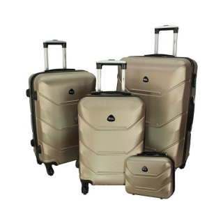 Zlatá sada 4 luxusných ľahkých plastových kufrov "Luxury" - S, M, L, XL