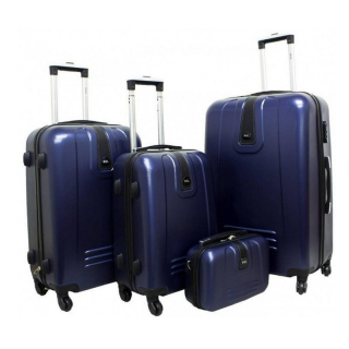 Tmavomodrý set 4 ľahkých plastových kufrov "Superlight" - S, M, L, XL