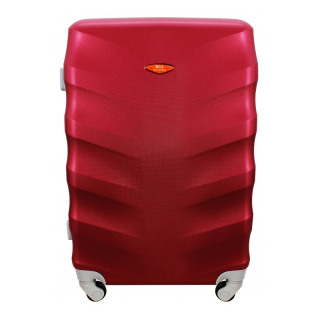 Tmavočervený plastový kufor na kolieskach "Spinner" - veľ. M