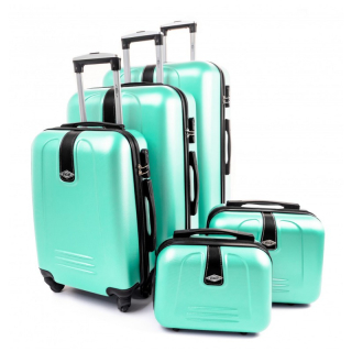 Zelený set 5 ľahkých plastových kufrov "Superlight" - XS, S, M, L, XL