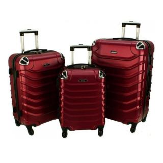Tmavočervená sada 3 plastových kufrov "Premium" - M, L, XL