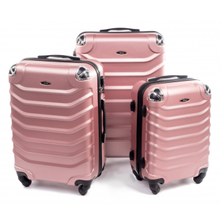 Ružová sada 3 plastových kufrov "Premium" - M, L, XL