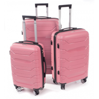 Ružová sada prémiových plastových kufrov "Wallstreet" - veľ. M, L, XL