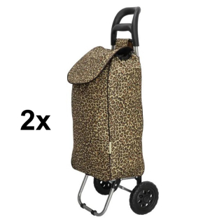 AKCIA: 2x Hnedá nákupná taška na kolieskach „Leopard“