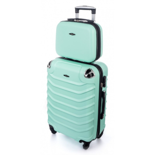 Zelená sada (taška+kufor) škrupinových kufrov "Premium" - 2 veľkosti
