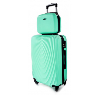 Zelená sada (taška+kufor) škrupinových kufrov "Motion" - 2 veľkosti