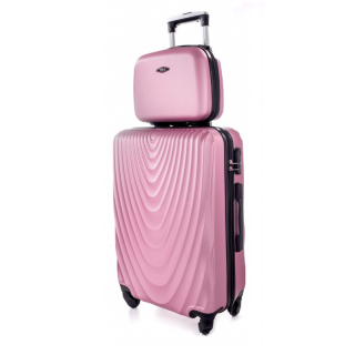 Ružová sada (taška+kufor) škrupinových kufrov "Motion" - 2 veľkosti