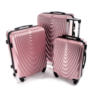 Zlato-ružová sada 3 dámskych škrupinových kufrov "Motion" - M, L, XL